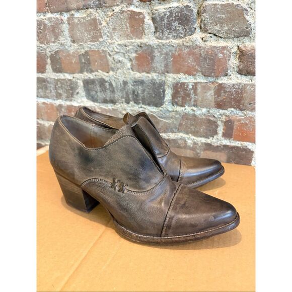 BED | STÜ • Dark Brown Helen Leather 3” Heeled Low Ankle Booties • Ladies Size 1 - Picture 1 of 9